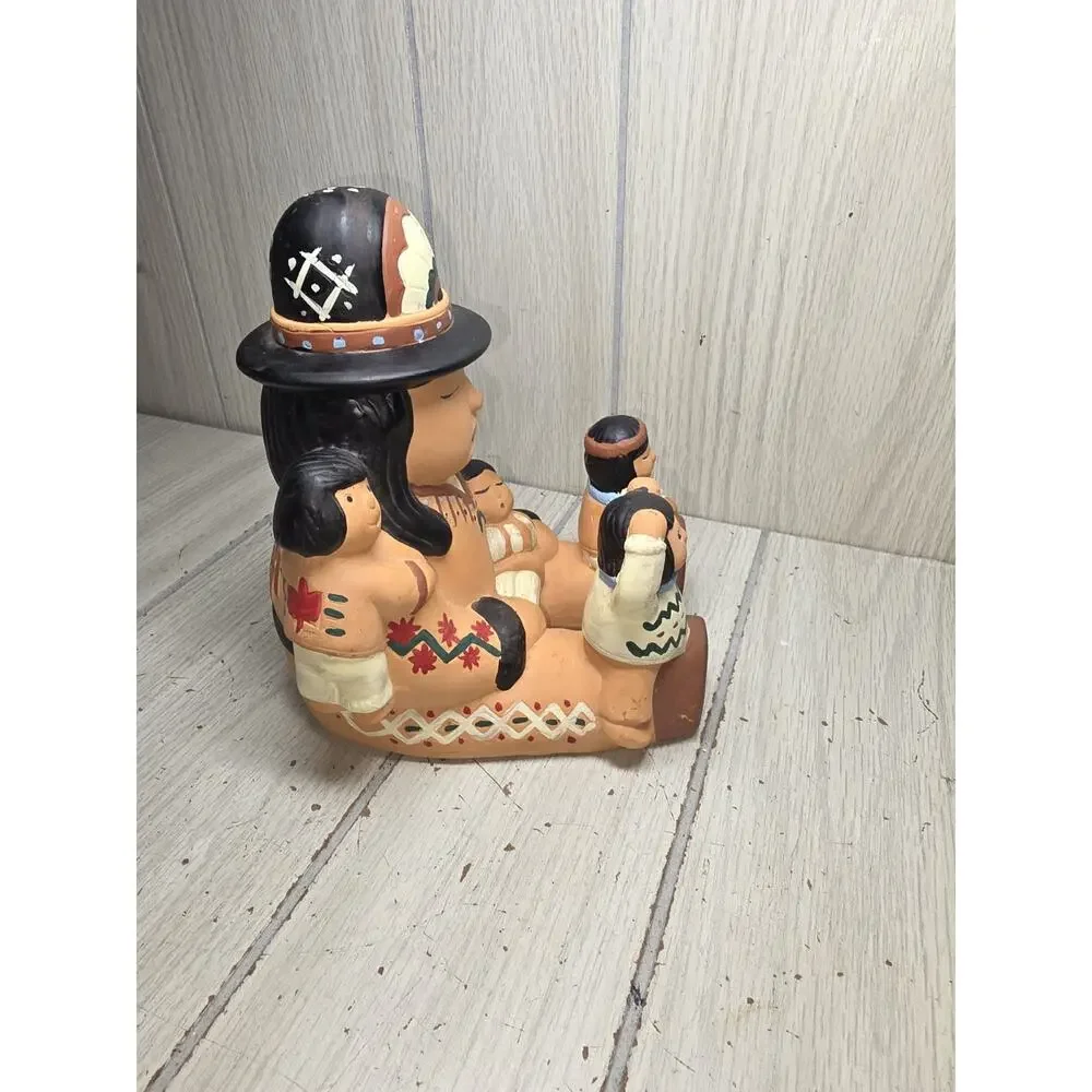 VTG House of Lloyd 1996 Native American Storyteller 5 Children Pottery Figure